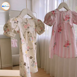 VÁY BÉ GÁI EO CONG HOA THÔ LỤA - MT1003