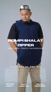ROSAL ZIPPER Rompi Sholat Shalat Solat Salat Muslim Pria Cowok Full Zipper TDR-IKH0005