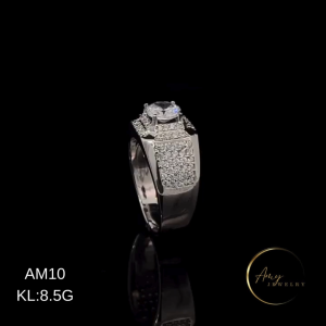 AM10 Nhẫn nam bạc 925 công nghệ xi độc quyền NanoShield xi bạch kim đính đá 7ly