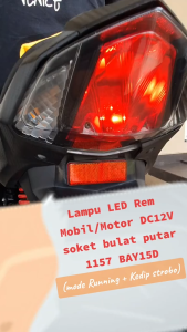 Lampu Rem LED Belakang Bayonet 18 Mata Manteng Diam Mobil Motor 18 SMD 5050 12V kaki 2 BAY15D MS