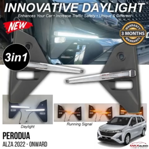 3in1 LED Daylight w/ Running Turn Signal PERODUA ALZA 2022 - Onward Bumper Daytime Running Light DRL