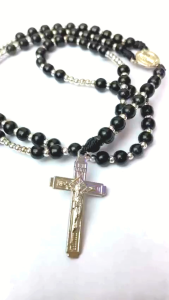 Kalung Rosario Batu Alam Hitam Ukuran 6 Mm