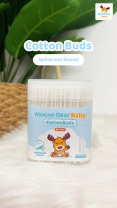Moose Gear Baby Cotton Buds Spiral Round 400 Tips (200pcs) Tiny Gentle Care Swabs for Newborn