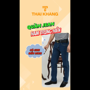 Quần jean nam trung niên Thái Khang loại vải co dãn thoải mái thiết kế ống suông QUAN09