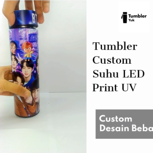 Tumbler Stainless Custom Suhu LED Custom Print UV Botol Minum Aesthetic Tempat Air Panas Dingin Steel Vacuum