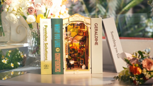 💐 Funtory 📚 พร้อมส่ง ENG.ver ที่กั้นหนังสือ Floral Corner Book Nook DIY ของเล่น ประกอบเอง ตัวต่อไม้ DIY Bookend ของขวัญ ของแต่งบ้าน 3D Wooden Puzzle Rolife Robotime TGB09