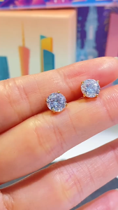 Earrings Womens 18k Saudi Gold pawnable Birthstones four prong round zircon stud earrings for women for kids for men gift items hypoallergenic