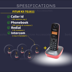 Panasonic Cordless Phone KX-TG1611 Telepon Wireless Panasonic KX-TG1611 - Merah