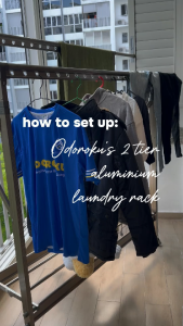 ODOROKU Aluminum Foldable Laundry Rack with Wheels Telescopic Rack Extendable Clothes Heavy Duty