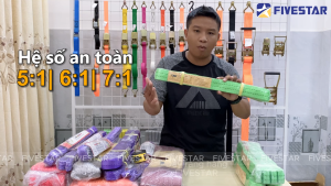 Dây cáp vải cẩu hàng bản dẹp 2 tấn 2 đầu mắt - Đủ kích thước chiều dài hệ số 5:1