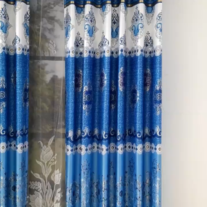 Gorden Jendela Kamar Mewah Bahan Kain Blackout Import Tebal Tidak Terawang Motif Batik Emas