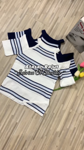 LadyLuxe - Atasan Lengan Panjang Off Shoulder Stripe Halter Long Sleeve Sabrina T-shirt SL026