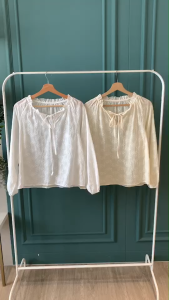 BL20870 Dolly Eyelet Ribbon Collar Blouse