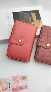 Dompet Lipat Mini Motif Croco Kulit Sintetis Wanita Simple
