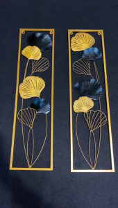 Walldecor Berkah Satu Set Isi 2 Hiasan Dinding Besi 100x26 Dekorasi Gantung Model Jamur Leaf Gingko