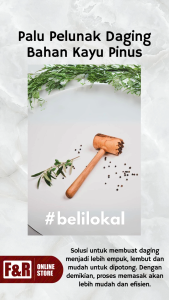 Palu Pelunak Pengempuk Daging Bahan Kayu Pinus Food Grade Alat Pemukul Daging Premium Perlengkapan Dapur