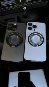 Magnetic Metal Phone Grip Alloy Double Ring Holder Adjustable Stand Compatible With Magsafe Phone