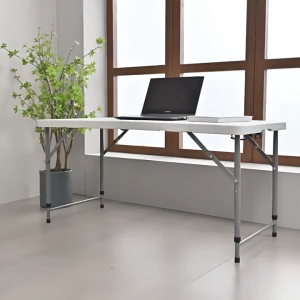 JYHOME Folding Table 4FT (122cm) Heavy Duty Folding Half Table Portable Outdoor Table Long Table Dining Table