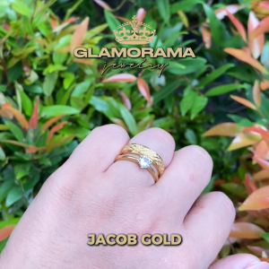 Wedding Ring Set 3-in-1 Gold-Plated 18K Gold Filled Finish for Proposal & Wedding | Glamorama Jewelry | "Jacob"