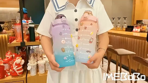 Botol Minum Motivasi Air Viral Aurel Kapasitas Jumbo 2 Liter dengan Skala Pengingat Waktu BPA Free