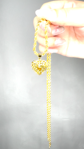 Rantai Leher + Loket 916 Emas Bangkok Necklace Golden Gold Plated Jewellery Set C