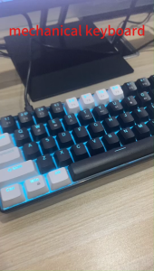 {SG} 68-key wired mechanical gaming keyboard white and blue color is beautiful and atmospheric