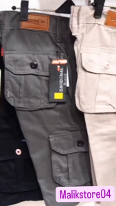 Celana Cargo Pendek Hitam Bahan Katun Twill