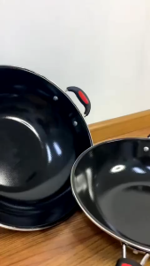 MOFAN Wajan Enamel Gagang Wajan Fry Pan Hitam Kuali Penggorengan Gagang