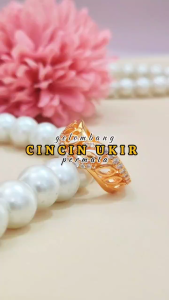 Nice Jewelry Cincin Dewasa Daun Permata Perhiasan Lapis Emas A004