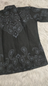 Galeri Batik Ardev - Mahardika Kemeja Batik Pria Lengan Pendek Slim Fit Atasan Batik Warna Hitam