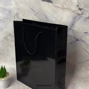 Paper Bag Hitam Glossy 25x23x9 cm Paperbag Kado Custom Wedding Tas Souvenir Kado Kertas Ulang Tahun