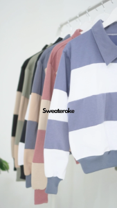 SWEATER WANITA JI HOO COMBI CROP TOP KOREAN STYLE