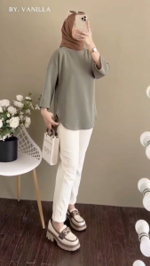 Baju Atasan Remaja Kekinian Flower #2 Blus Kaos Katun Combed 24s Aplikasi Sablon S M L XL XXL 3XL Blouse Jumbo Wanita Ootd Casual Hijab Kaos Oversize Santai