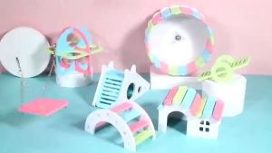 Hamster Toy Wooden House Castle Villa Cottage and Swing Playhouse Climbing Hideout and Exercise Nest for Small Pets Natural Wooden Hamster Toy for Fun and Activity