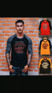 เสื้อแขนสามส่วน เสื้อแขนสามส่วนผู้ชาย เสื้อแขนสามส่วนวินเทจ เสื้อไหล่สโลป แขน 3 ส่วน เสื้อยืด เสื้อยืดวินเทจ Vintage. ( รหัสสินค้า T 13 ) Man Clothing