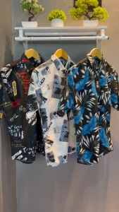 Kemeja Motif Pantai Pria Lengan Pendek Full Printing