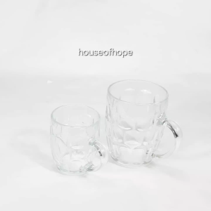 [READY SG STOCK] SET OF 6 Premium Dimpled Stein Beer Mug Glass Cup with Handle Thickened Kopitiam Hawker Centre Vintage Retro