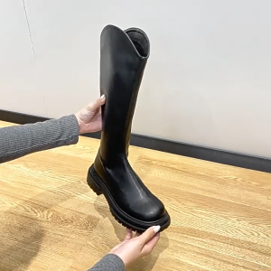 【In stock】2 inch fashion leather thick soled knee length boots for women outfit size 35-40
