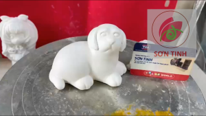 Tượng thạch cao tô màu Chó ngồi D22 (Không kèm màu) luyện vẽ trò chơi trẻ em