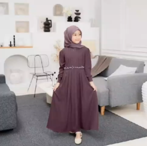 Reline Dress Crinkle Airflow Gamis Anak Variasi Mute Terbaru Usia 5 Sampai 12 tahun