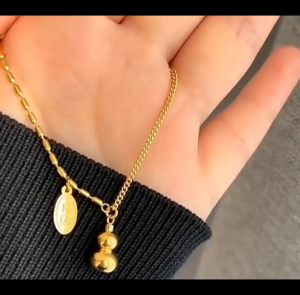 Gelang Tangan Wanita Gold Anti Karat Titanium Lucky Pumpkin Gold Bracelet