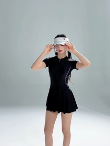 Đồ Bơi Nữ YLIKE Cộc Tay Bộ Bơi Nữ Màu Đen Bộ Bơi Nữ Kín Đáo Bộ Bơi Nữ Liền Một Mảnh Đồ Bơi Nữ Liền Đồ Bơi Nữ Đen Váy Bơi