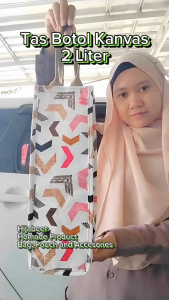 Tas Jinjing Botol / Tumbler Bag 2 Liter Bahan Kanvas Motif By Hijabeer
