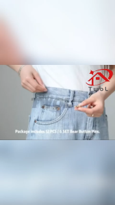 TWOL SHOP Cute Bear Button Pins for Jeans No Sew and No Tools Instant Pant Waist Tightener Adjustable