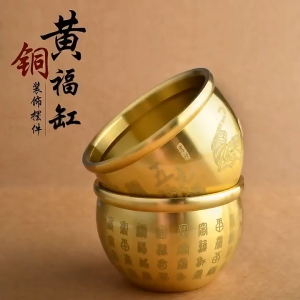 🐉 Feng Shui Brass Dragon & Phoenix Baifu Rice Tank 💰 | Wealth Treasure Pot with Five Emperor Coins Gold Ingots & Crystal Coins | Home & Office Decoration 聚宝盆 百福缸 风水摆件