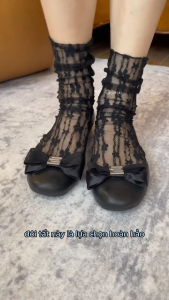 Tất ren trắng phong cách nhật bản chất liệu sợi poly mềm mịn co giãn che khuyết điểm chân - OH-2502