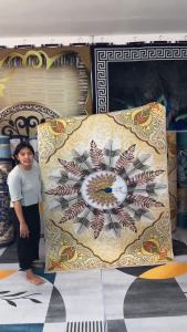 Karpet Ruang Keluarga 150x200CM Karpet Lantai Bebahan Bludru Kristal Karpet Eropa Polyester Premium