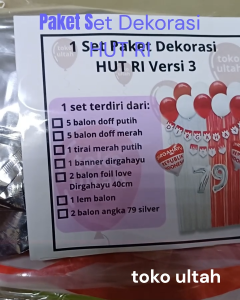 1 Set Paket Dekorasi Balon untuk Hiasan 17 Agustus HUT Kemerdekaan RI Dirgahayu Indonesia