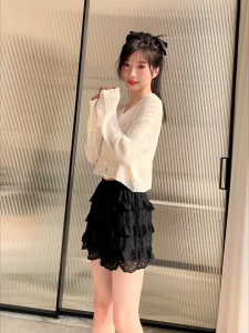 Pants P006 กางเกงขาสั้น ฉลุ แต่งลูกไม้ แบบชั้น