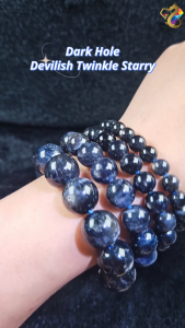 Premium Grade Rare Natural Dark Hole Devilish Twinkle Starry Cat Eyes Iolite Bracelet
